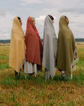 Wolldecke Lepo - white-ochre (135 x 180 cm)