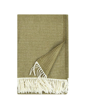 Wolldecke Lepo - white-olive (135 x 180 cm)