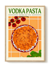 Frontalansicht des Vodka Pasta Posters mit farbenfroher Food-Illustration