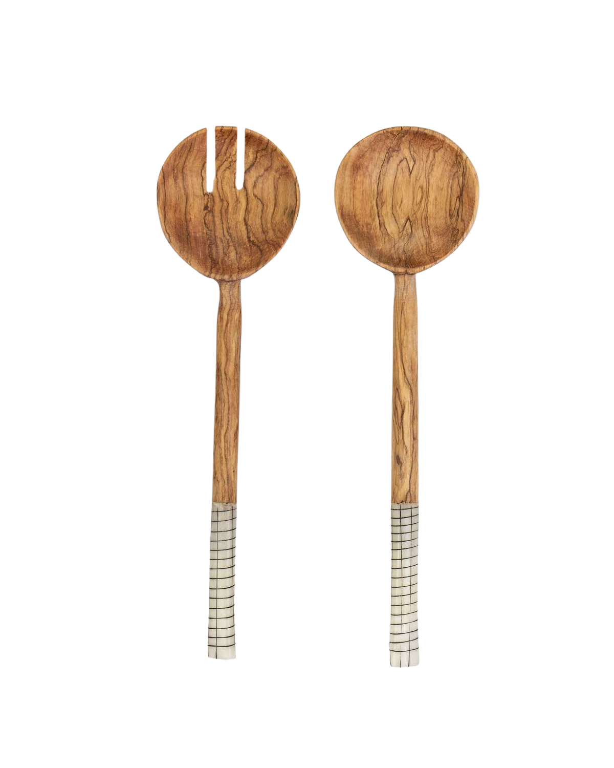 Salatbesteck WOOD CHECK aus Olivenholz - 2-teilig