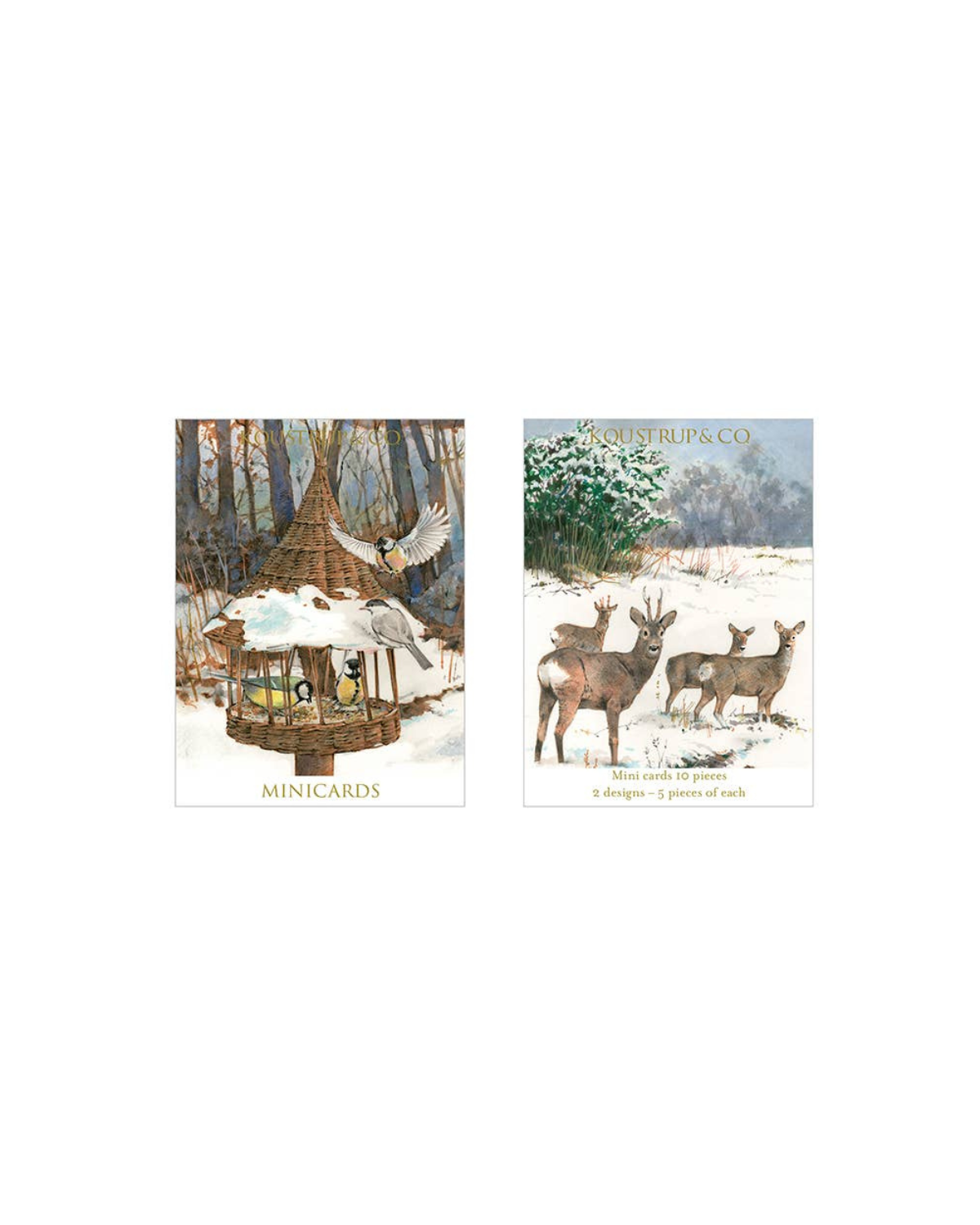 Minikarten - Weihnachten Vögel und Rehe (10 Stk.)
