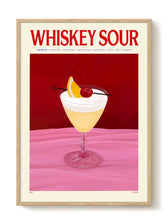 Frontalansicht des Whiskey Sour Posters mit handgezeichneter Cocktail-Illustration