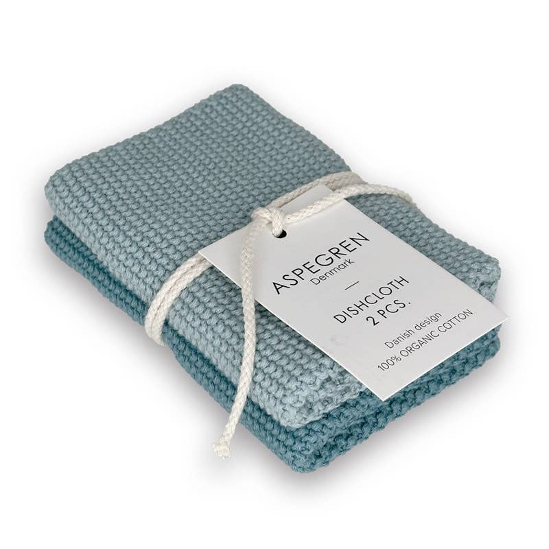 Gestrickte Spültücher 25 x 25 cm - 2er-Set Aqua