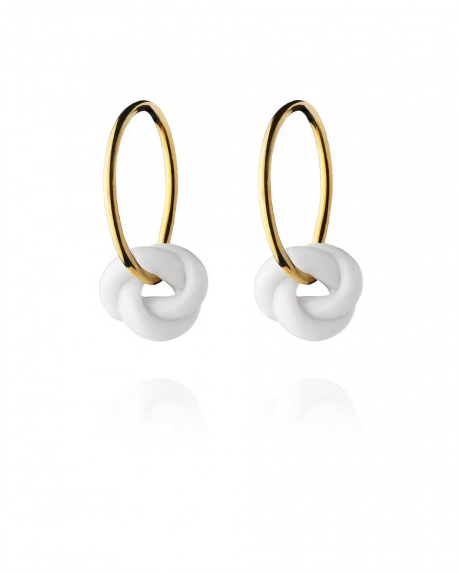 Ohrringe mit Knoten aus Porzellan - gold