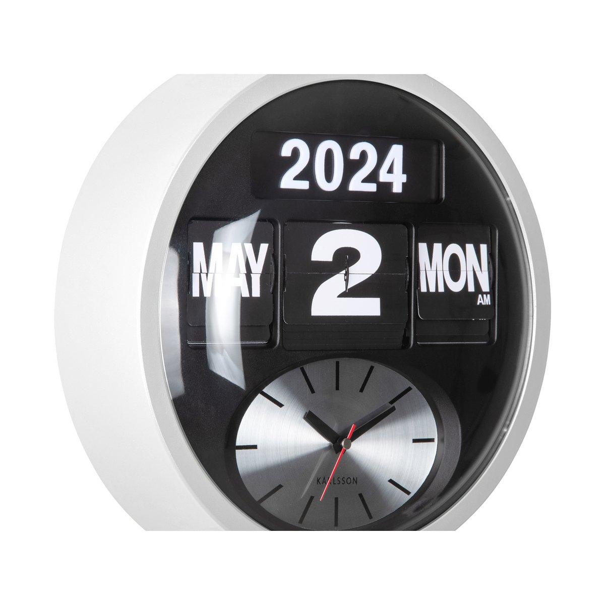 Wanduhr Round Flip - Weiß