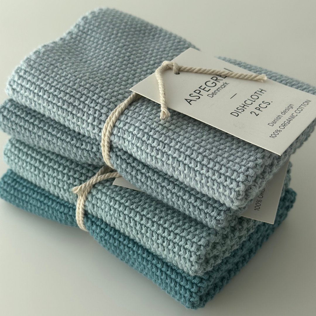 Gestrickte Spültücher 25 x 25 cm - 2er-Set Aqua