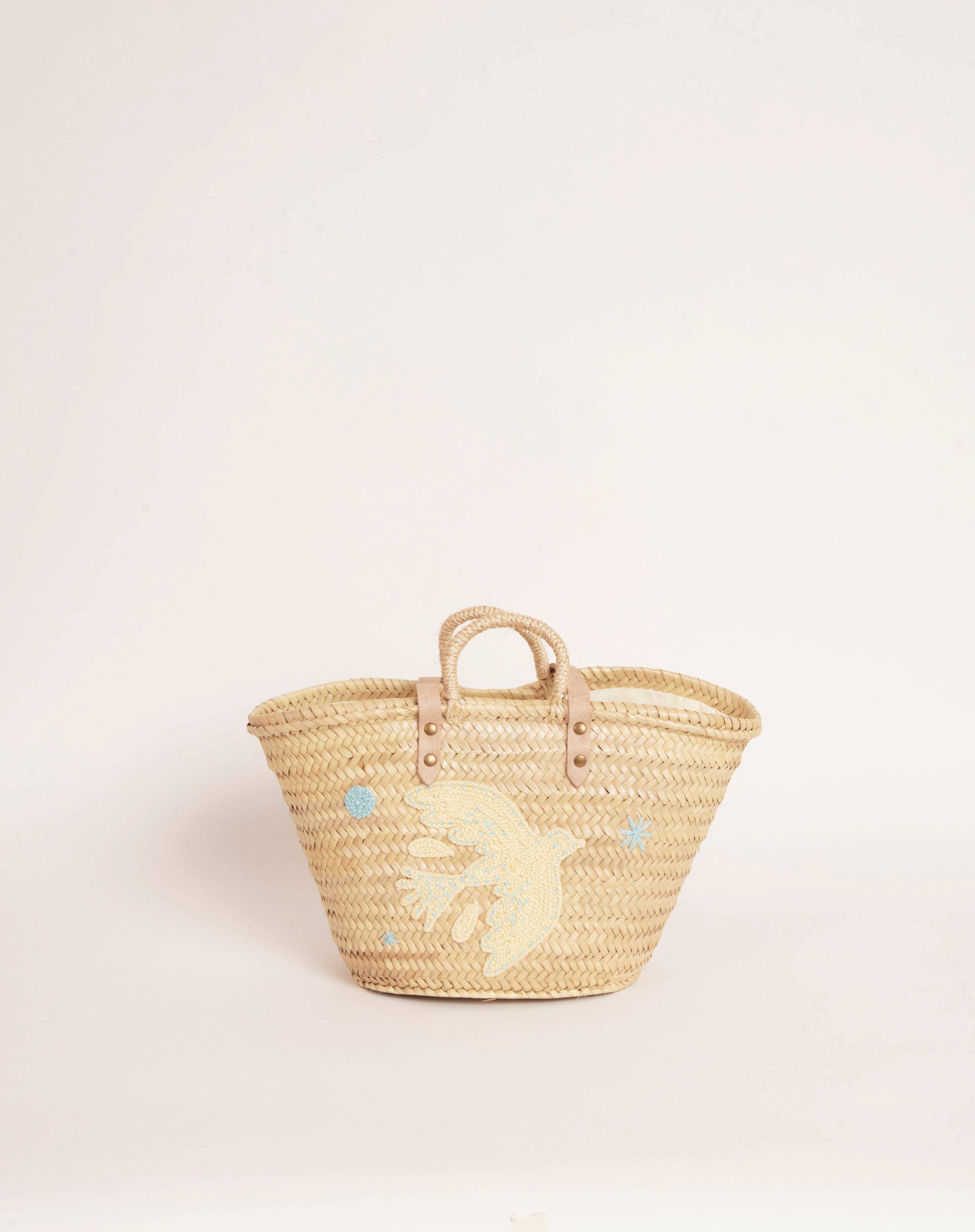 BESTICKTER KORB PALOMA BLAU