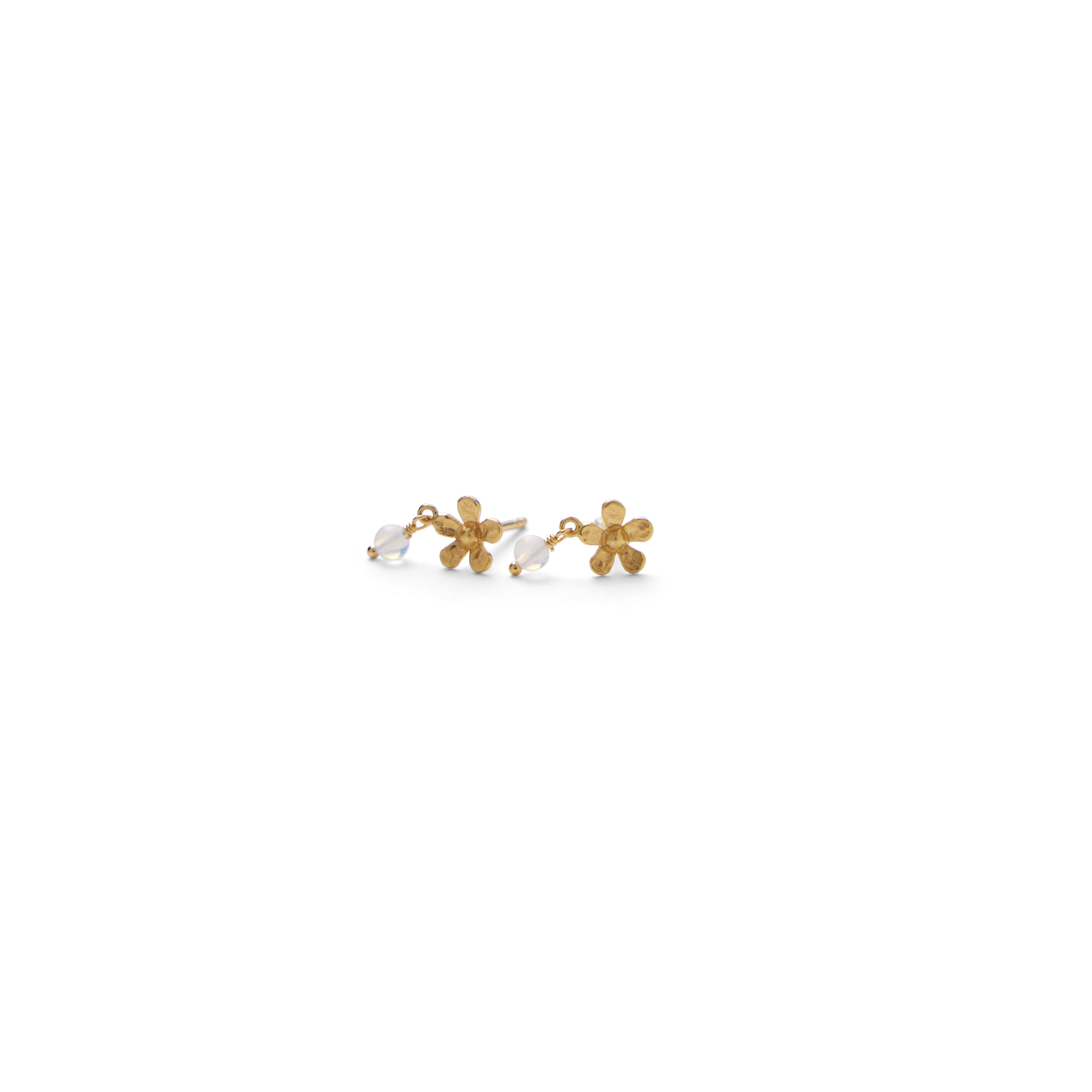 Moonstone Poppy Ohrstecker - gold