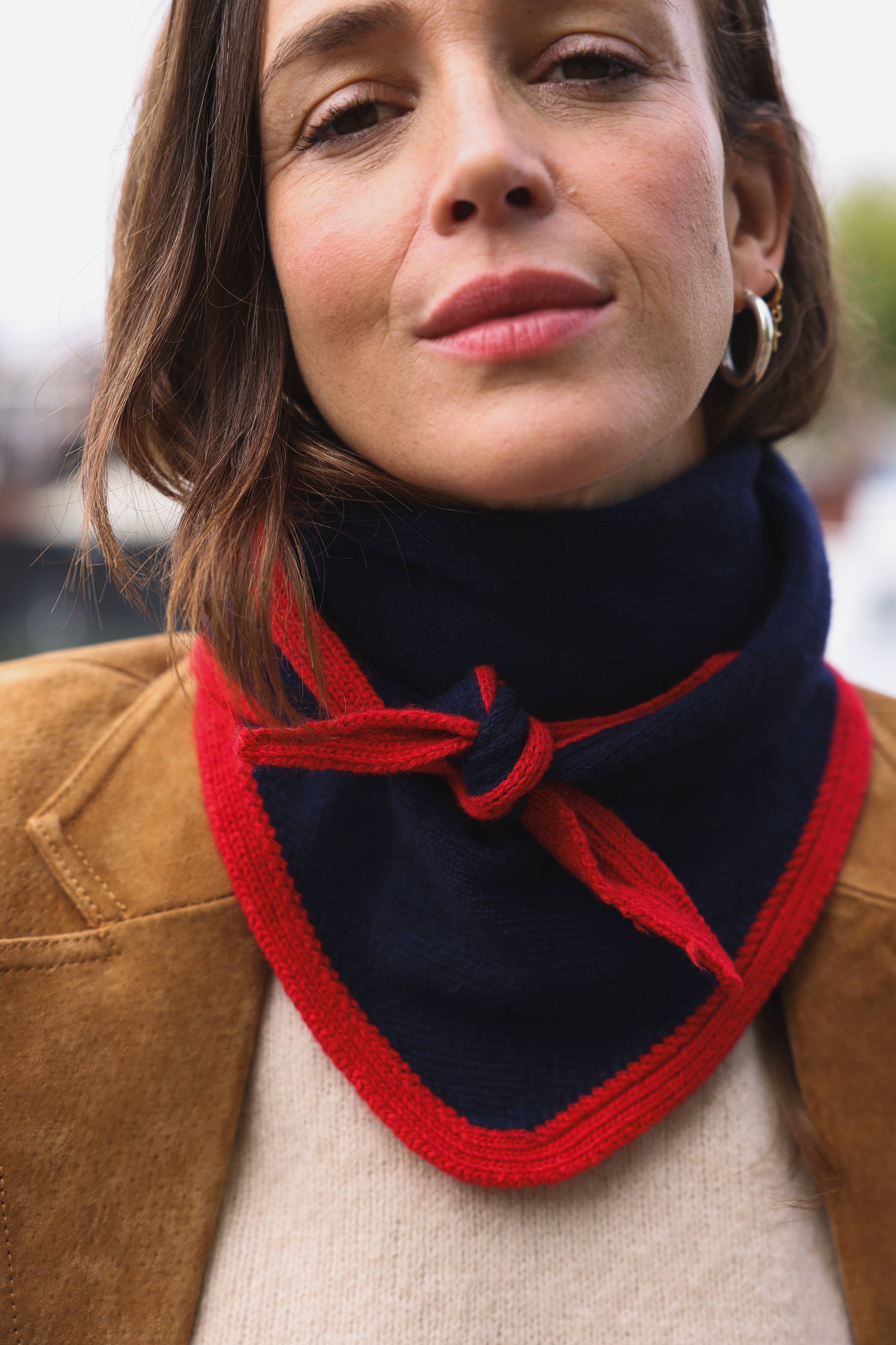 Schal Colette - zweifarbig Marineblau/Rot