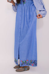 Blaues Bestricktes Kleid