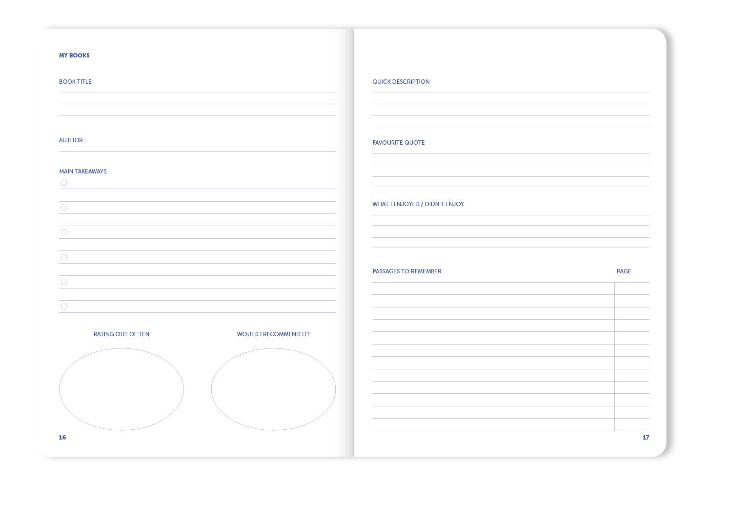 Lesetagebuch Reading Journal - Blau / Rot