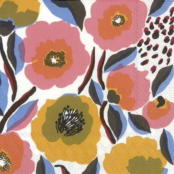 Marimekko Papierservietten - ROSARIUM - white rose