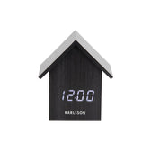 Frontansicht Karlsson LED-Wecker „Haus“ mit leuchtendem Display