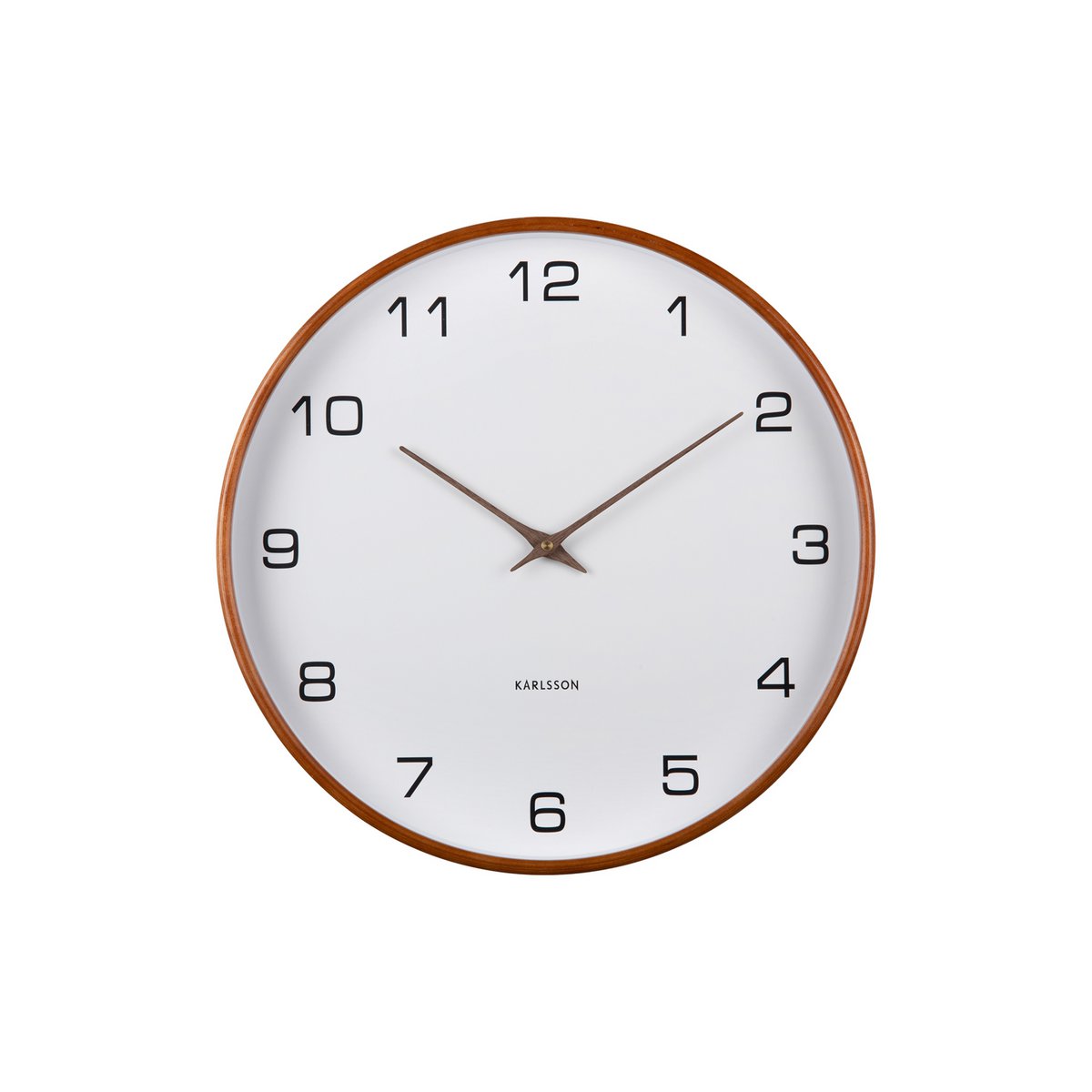 Frontansicht der Karlsson Acento Wanduhr mit weißem Zifferblatt