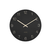 Frontansicht der kleinen Karlsson Wanduhr „Charm“ mit goldenen Zeigern