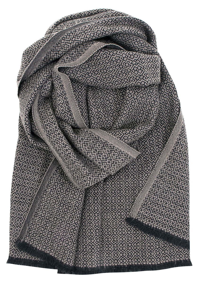 Wollschal Koli aus Merino-Wolle - Schwarz-Beige