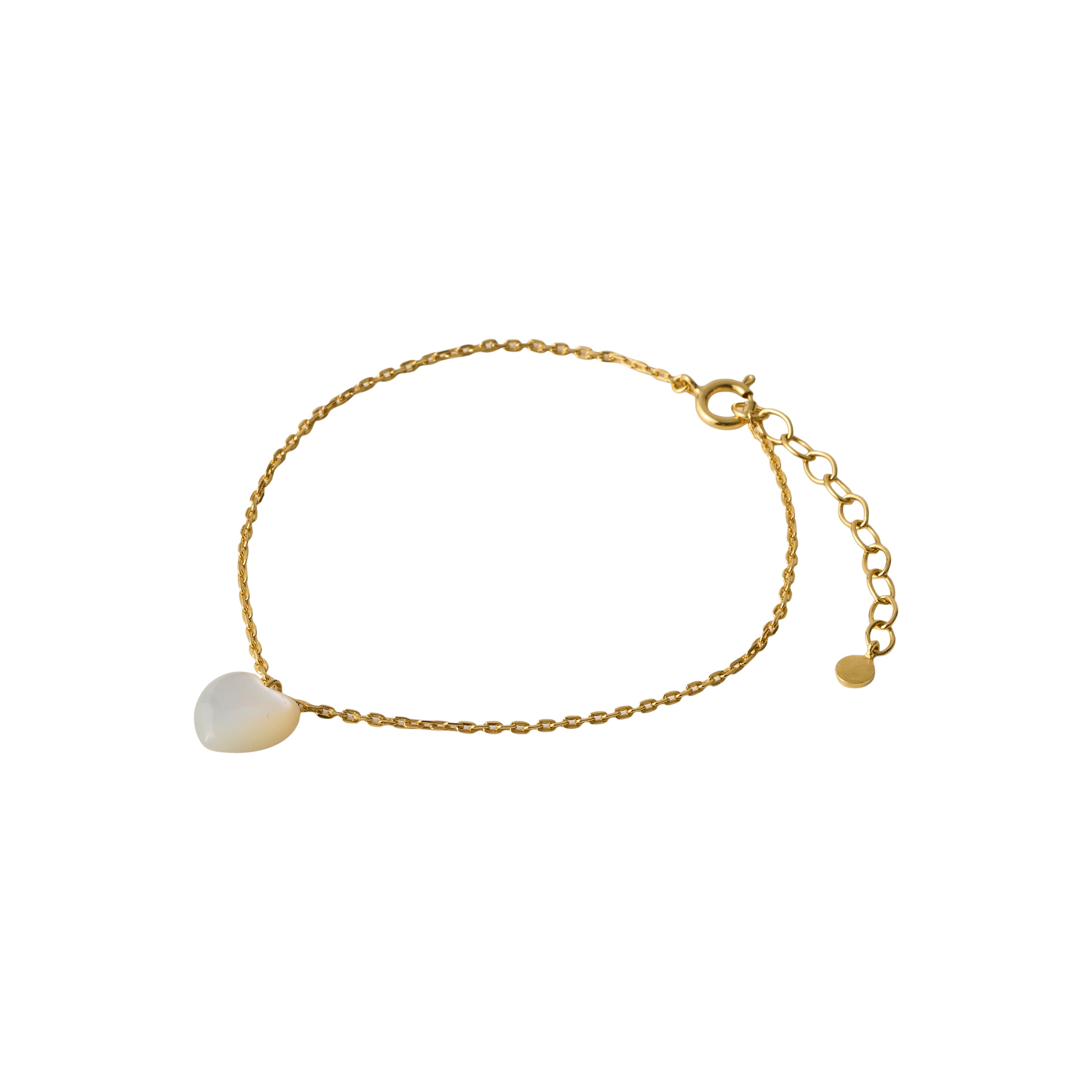 Filigranes Armband Ocean Heart in Gold mit Perlmutt-Anhänger von Pernille Corydon