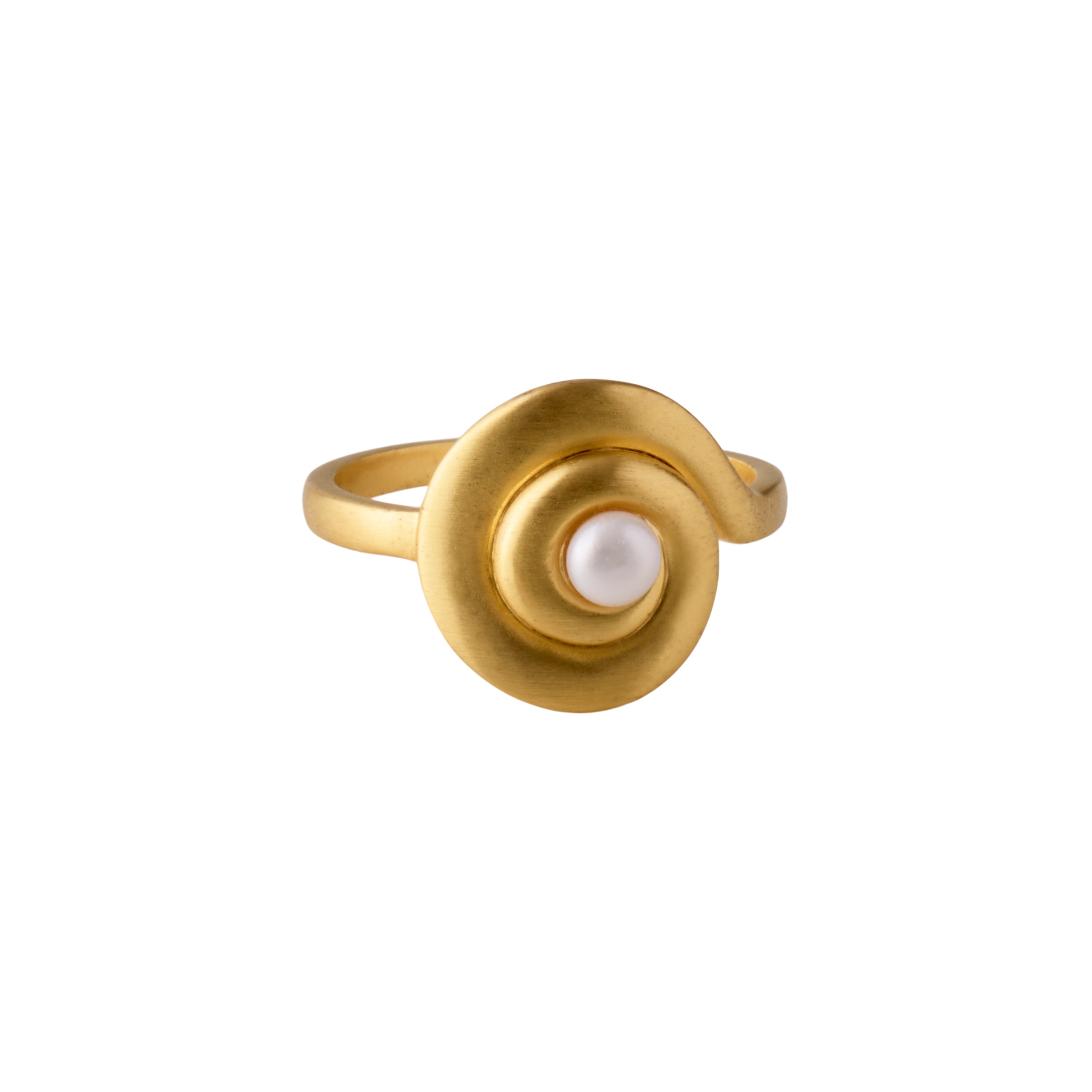 Shell Flower Ring Gold mit Süßwasserperle von Pernille Corydon – Frontansicht