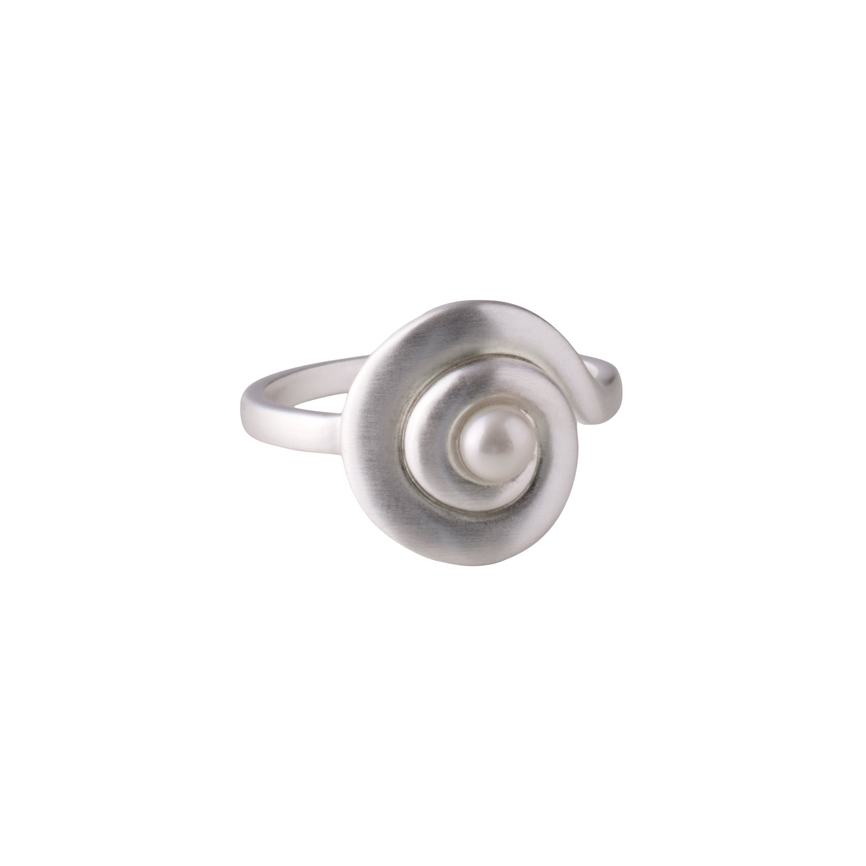 Shell Flower Ring Silber mit Süßwasserperle – Frontansicht
