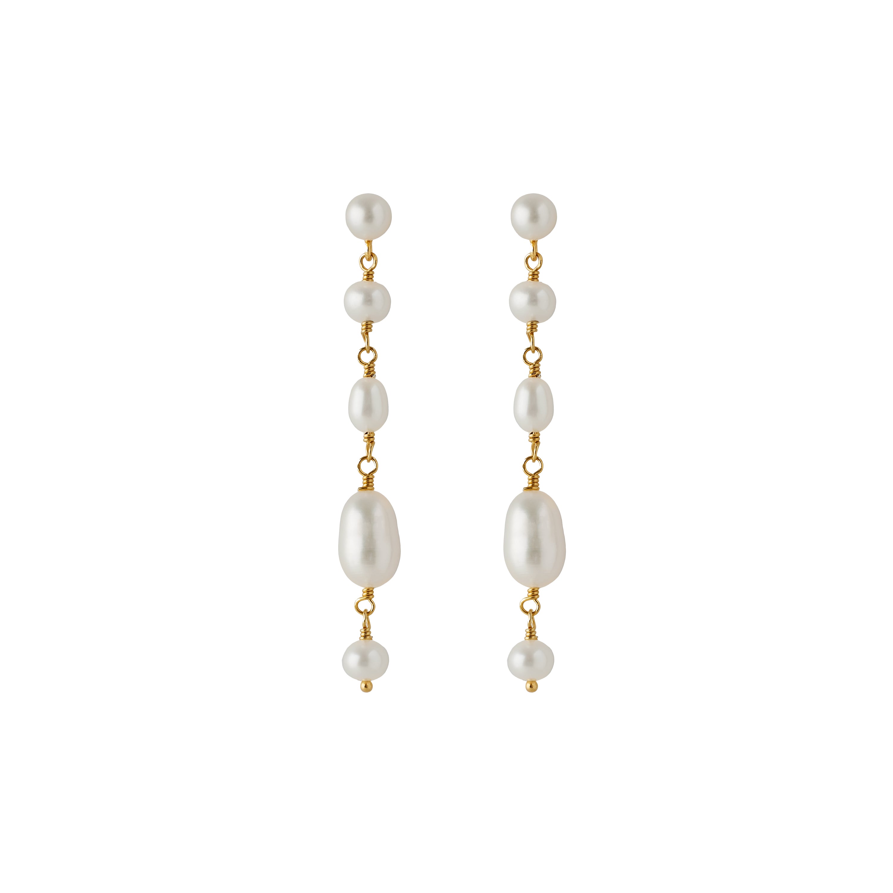 White Dreams Ohrringe in Gold mit Perlen – Frontansicht